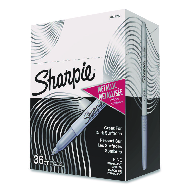 Sharpie Metallic Fine Point Permanent Marker Value Pack, Fine Bullet Tip, Metallic Silver, 36/Pack (SAN2003899)