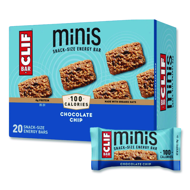 CLIF Bar Energy Bar, Mini Chocolate Chip, 0.99 oz Bar, 20/Box (CBCCCC37654)