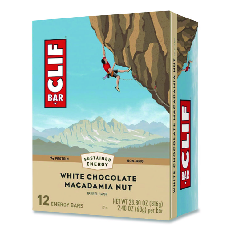CLIF Bar Energy Bar, White Chocolate Macadamia Nut, 2.4 oz Bar, 12 Bars/Box (CBCCCC161009)