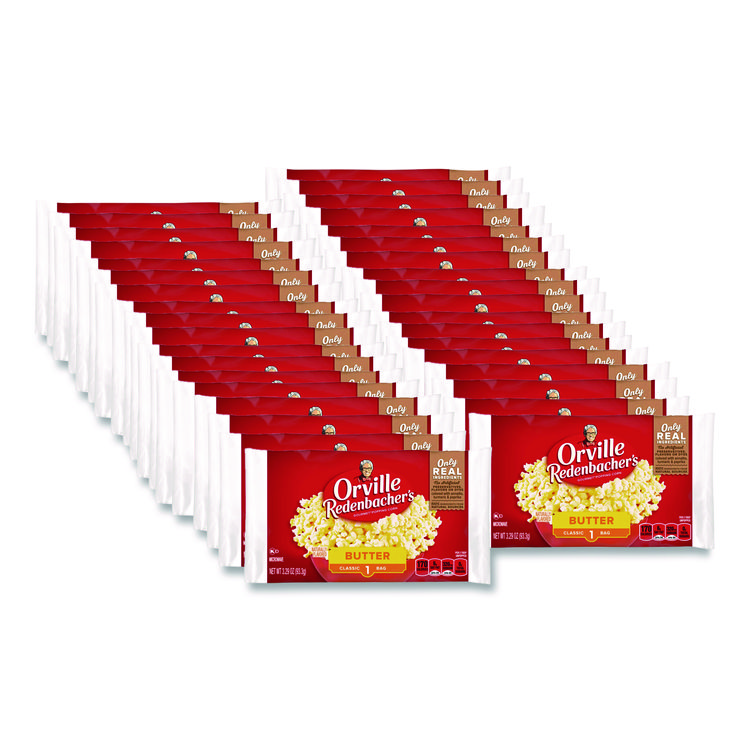Orville Redenbacher's Gourmet Microwave Popcorn, Butter, 3.29 oz Bag, 36/Carton (CNGGOV48060)