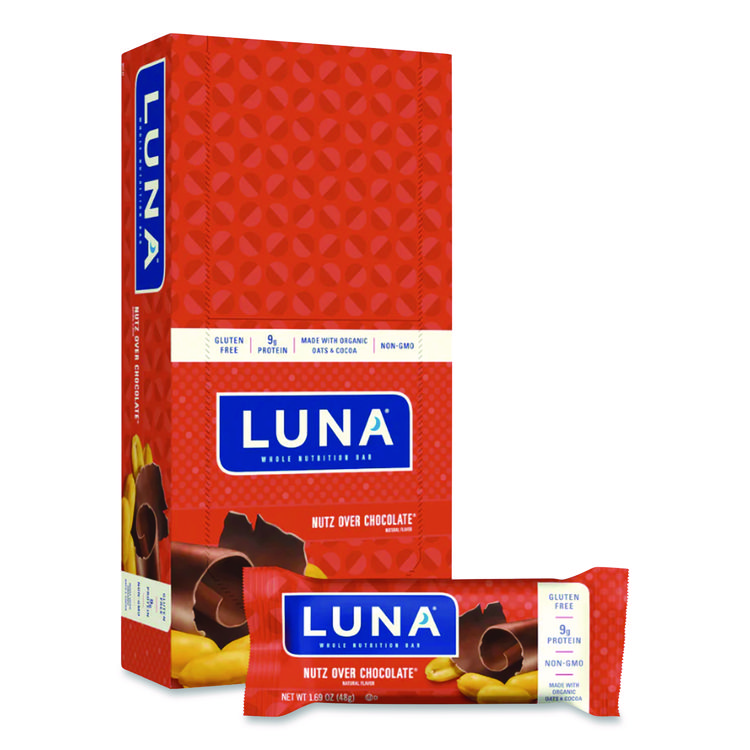 LUNA Bar Whole Nutrition Bar, Nutz Over Chocolate, 1.69 oz Bar, 15 Bars/Box (CBCCCC30310)