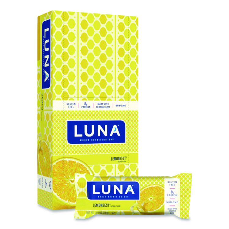 LUNA Bar Whole Nutrition Bar, Lemon Zest, 1.69 oz Bar, 15 Bars/Box (CBCCCC210004)