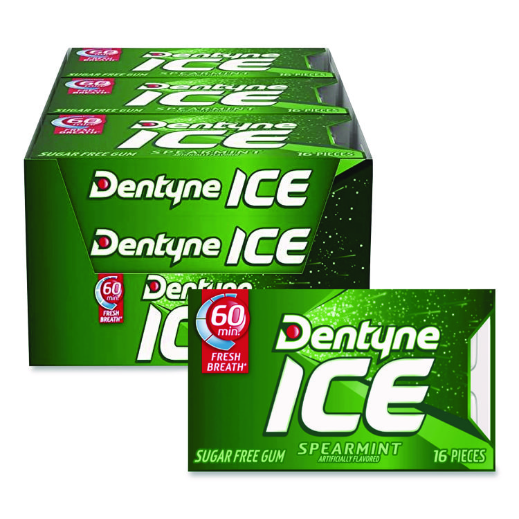 Dentyne Ice Sugarless Gum, Spearmint, 16 Pieces/Pack, 9 Packs/Box (CDBAMC31500)
