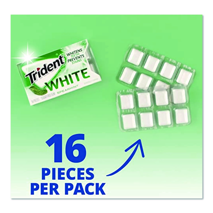 CDBAMC67610 - Trident Sugar-Free Gum, White Spearmint, 16 Sticks/Pack, 9 Packs/Box (CDBAMC67610) - Image 2