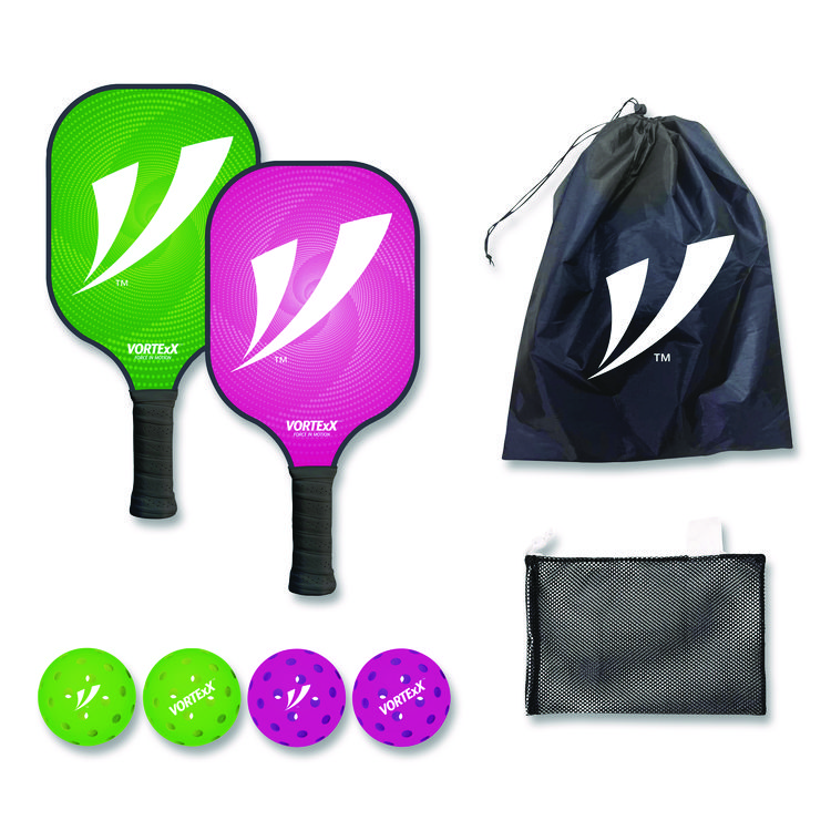 CHAGRINOVATIONS Pickleball Set, Pink/Green, 15.75" x 7.75" x 2.9" (CH7VX68129)