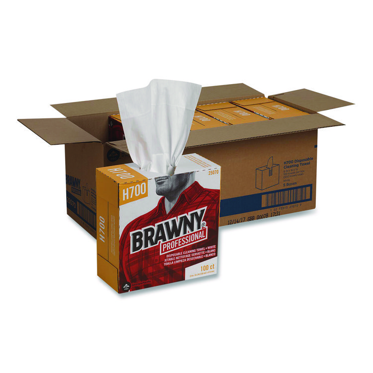 Brawny Professional Medium Weight HEF Shop Towels, 9.1 x 16.5, 100/Box (GPC25070)