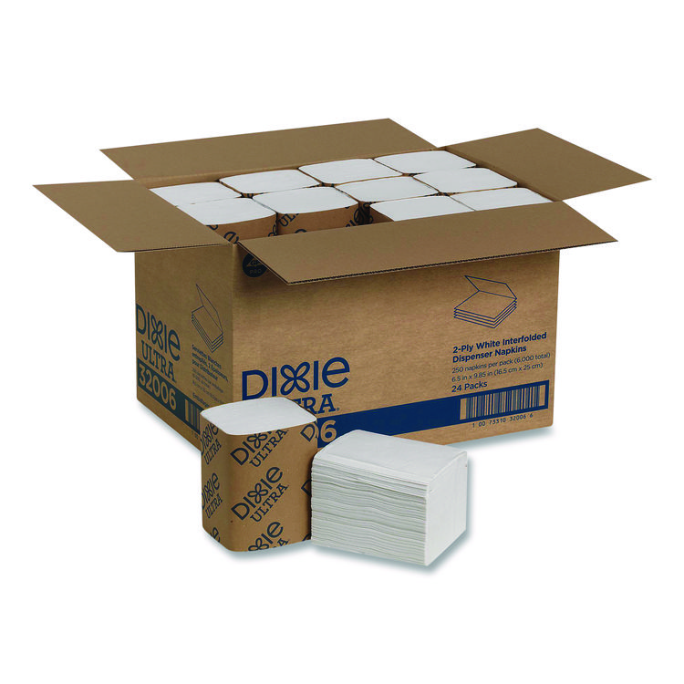 Dixie Interfold Napkin Refills Two-Ply, 6 1/2" x 9 7/8", White, 6000/Carton (GPC32006)