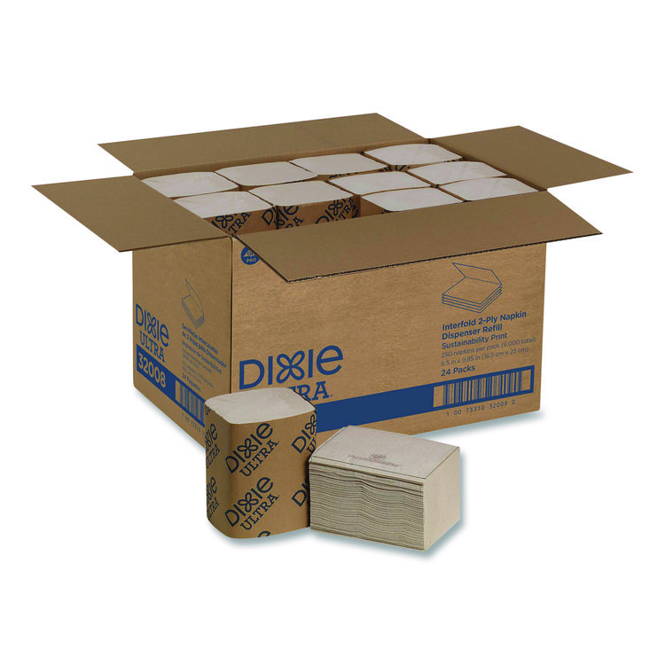Dixie Interfold Napkin Refills 2-Ply, 6.5 x 5 Folded, Brown, 6,000/Carton (GPC32019)