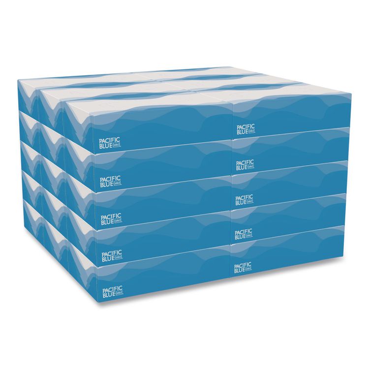 Georgia Pacific Professional Pacific Blue Select Facial Tissue, Flat Box, 2-Ply, White, 100 Sheets/Box, 30 Boxes/Carton (GPC48100)