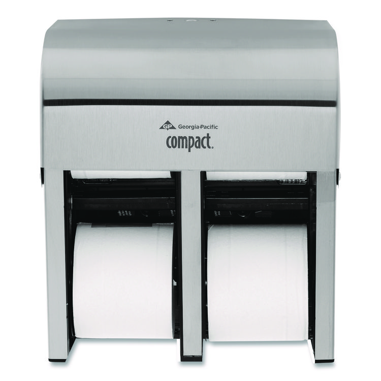 Georgia Pacific Professional Compact Quad Vertical Four-Roll Coreless Dispenser, 11.75 x 6.9 x 13.25, Stainless Steel (GPC56748)
