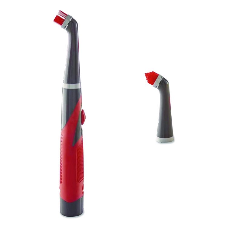 Rubbermaid Reveal Power Scrubber, Red/White Nylon Bristles, 1.73" Brush, Red Plastic Handle (RUB2057486)