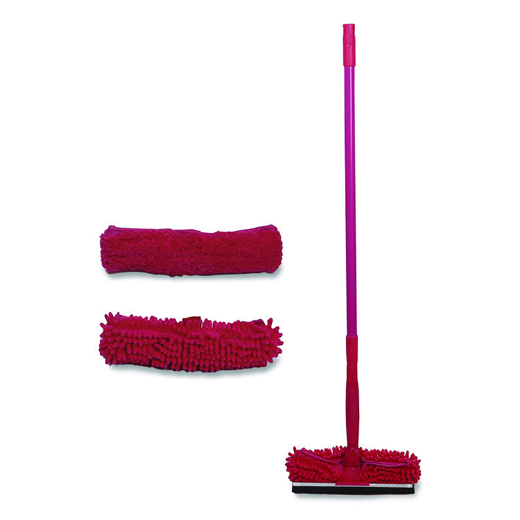 CHAGRINOVATIONS Window Cleaner Set, with Cleaning Heads, 11", 49" Plastic Handle, Raspberry (CH7TU68121)