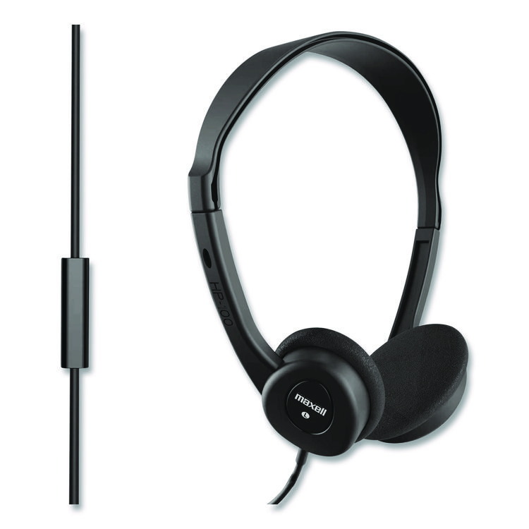 Maxell HP100 Headphone with Mic, Black (MAX199845)