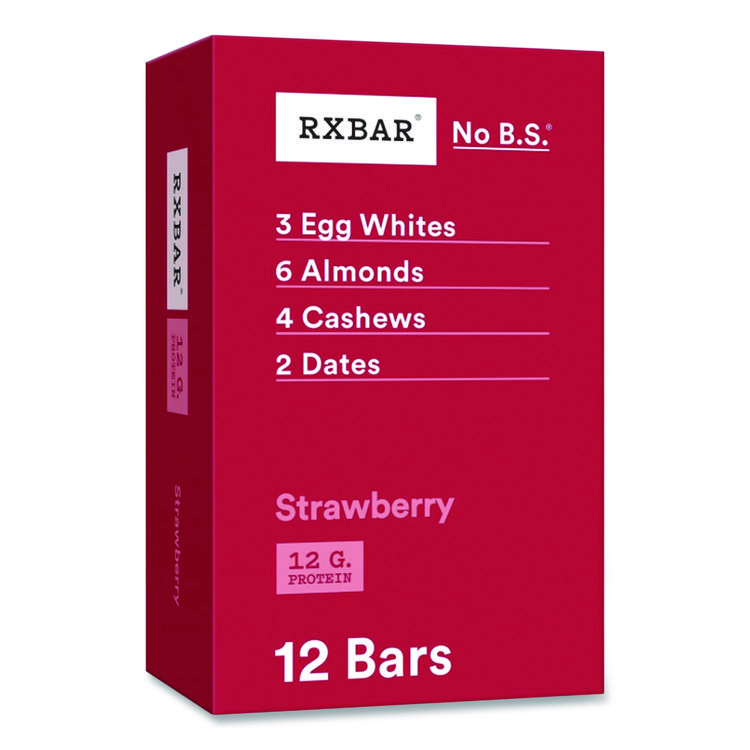 RXBAR Gluten-Free Strawberry Protein Bar, 1.83 oz Bar, 12/Box (RXBKEE00580)
