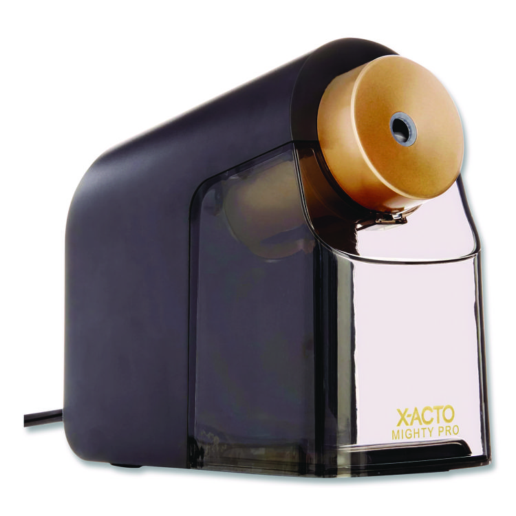 X-ACTO Model 1606 Mighty Pro Electric Pencil Sharpener, AC-Powered, 4 x 8 x 7.5, Black/Gold/Smoke (EPI1606X)