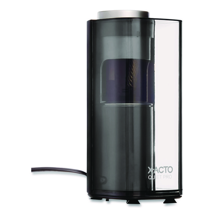 X-ACTO Model 1612 Quiet Pro Electric Pencil Sharpener, AC-Powered, 3 x 5 x 9, Black/Silver/Smoke (EPI1612X)