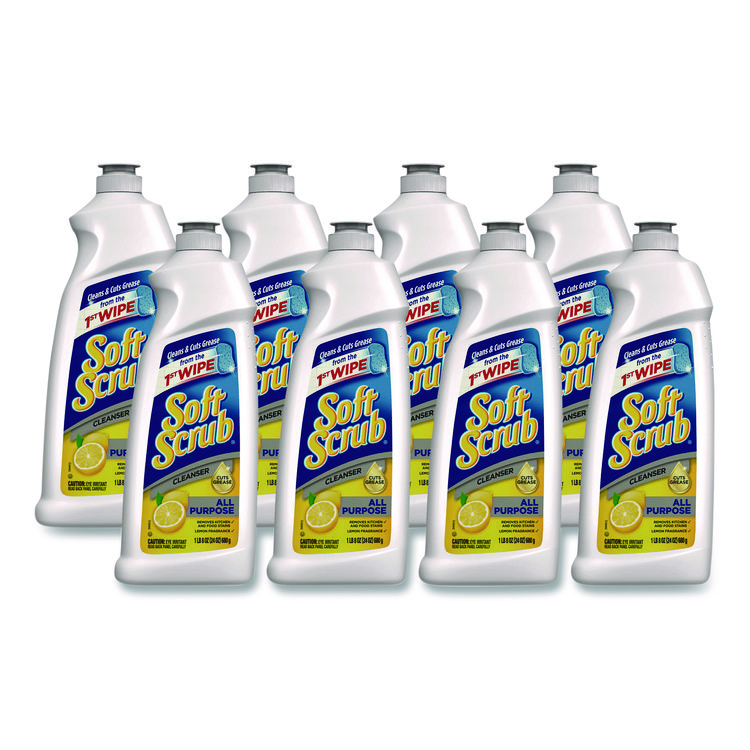 Soft Scrub All Purpose Cleanser, Lemon Scent, 24 oz Bottle, 8/Carton (DIA07224)