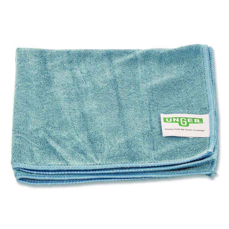 Unger SmartColor MicroWipes 4000, Heavy-Duty, Microfiber, 16 x 15, Blue, 10/Pack (UNGMF40B)
