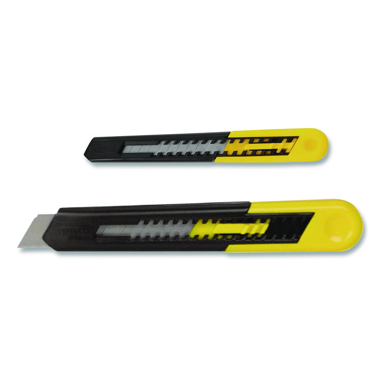 Stanley Two-Pack Quick Point Snap Off Blade Utility Knife, 9 mm and 18 mm Blades, Yellow/Black (BOS10202)