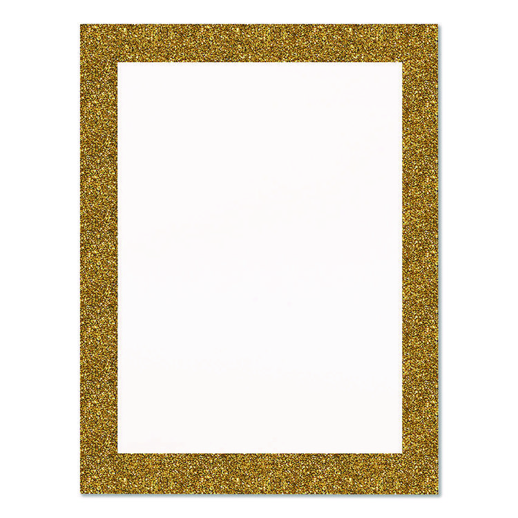 Royal Brites Glitter Poster Board, 22" x 28", Heavyweight, White with Gold Border, 25/Pack (GEO24448M)