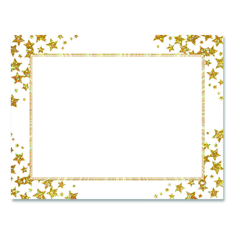 Geographics Award Certificates, 8.5 x 11, White with Gold/White Star Border, 25/Pack (GEO49951)
