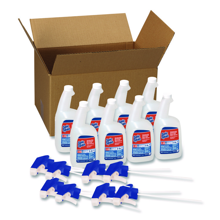 Spic and Span Disinfecting All-Purpose Spray and Glass Cleaner, Fresh Scent, 32 oz Bottles, 8 Bottles and 8 Trigger Sprayers/Carton (PGC58775CT)