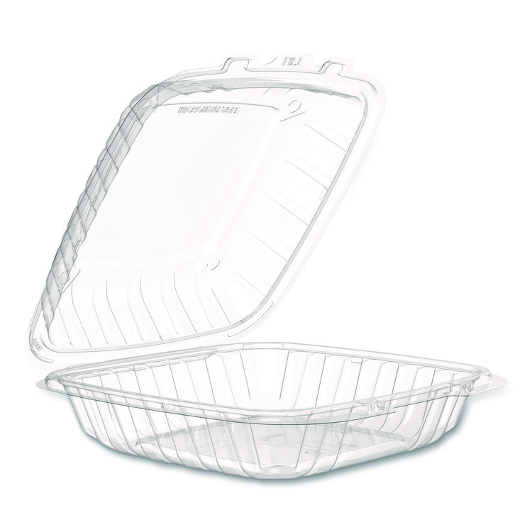 Dart Microwaveable Hinged Containers, ProPlanet, 9 x 8.75 x 3, Clear, Plastic 150/Carton (DCC90PPHT1)