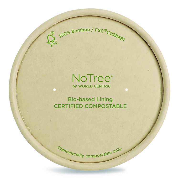 World Centric Paper Lids for Bowls, 3.6" Diameter, Brown, 500/Carton (WORBOLPA8K)