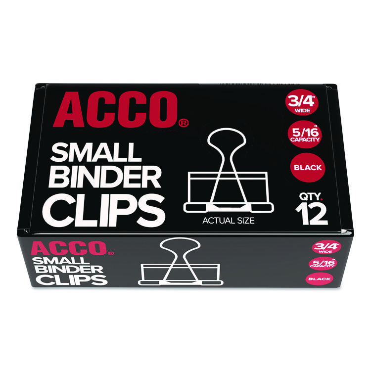 ACCO Binder Clips, Small, Black Silver, Dozen (ACC72020)