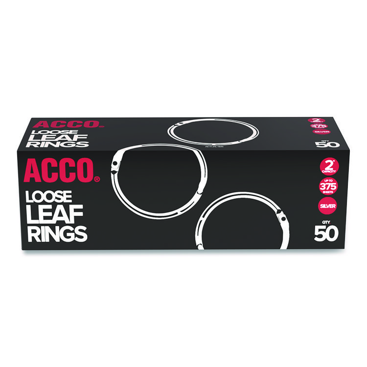 ACCO Metal Book Rings, 2" Diameter, 50/Box (ACC72205)