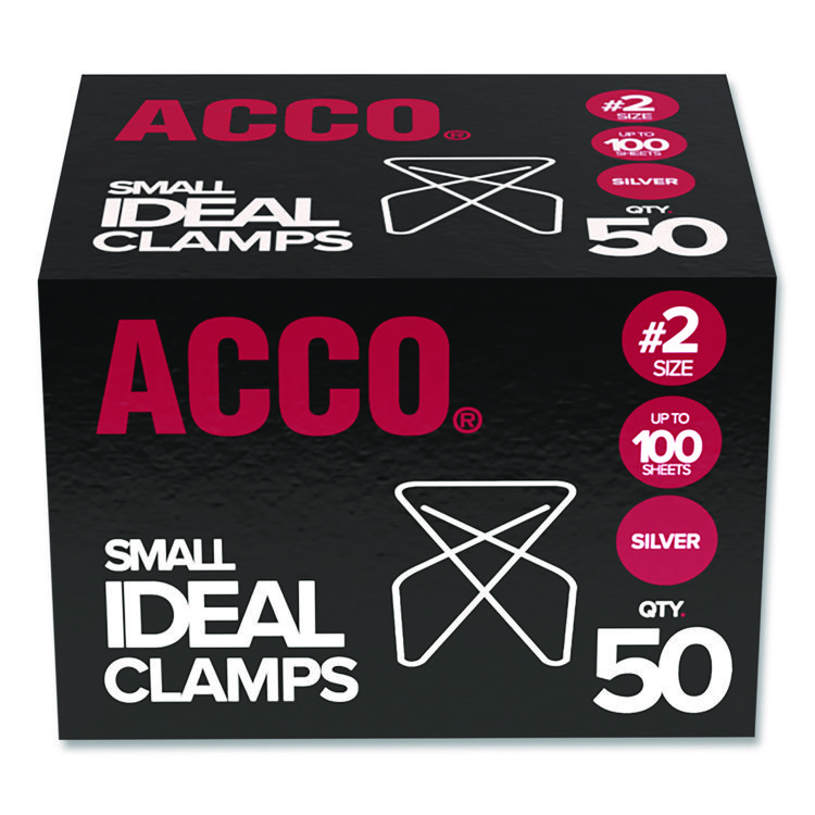 ACCO Ideal Clamps, #2, Smooth, Silver, 50/Box (ACC72620)