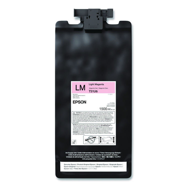 Epson T51U620 (T51U) UltraChrome GS3 Eco-Solvent Ink, 1.5 L, Light Magenta (EPST51U620)