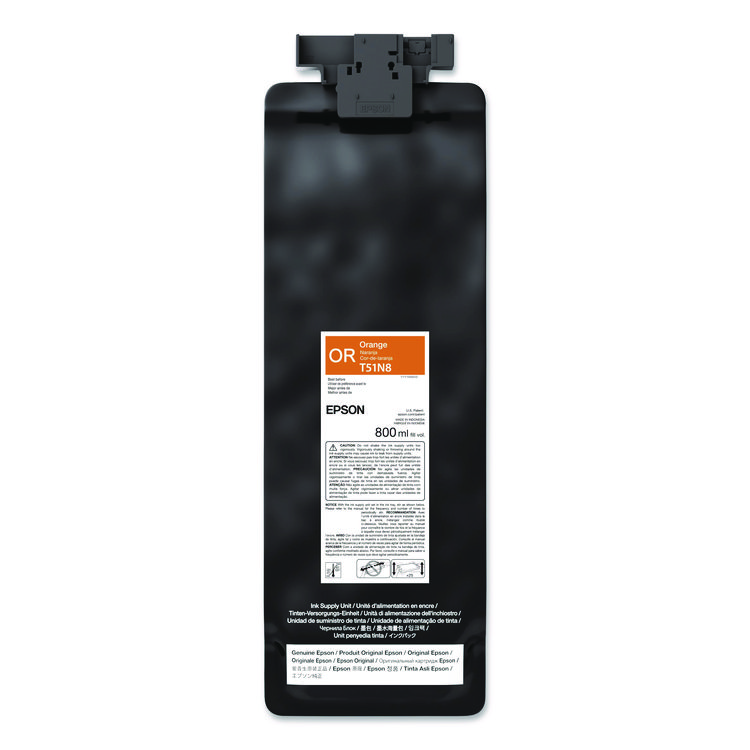 Epson T51N820 (T51N) UltraChrome GS3 Eco-Solvent Ink, 800 mL, Orange (EPST51N820)