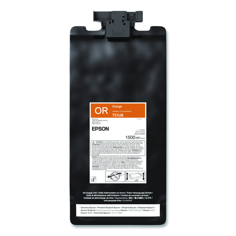 Epson T51U820 (T51U) UltraChrome GS3 Eco-Solvent Ink, 1.5 L, Orange (EPST51U820)