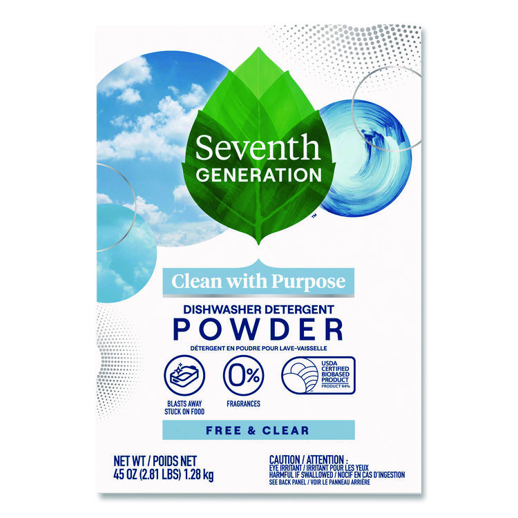 Seventh Generation Automatic Dishwasher Powder, Free and Clear, 45oz Box, 12/Carton (SEV22150CT)