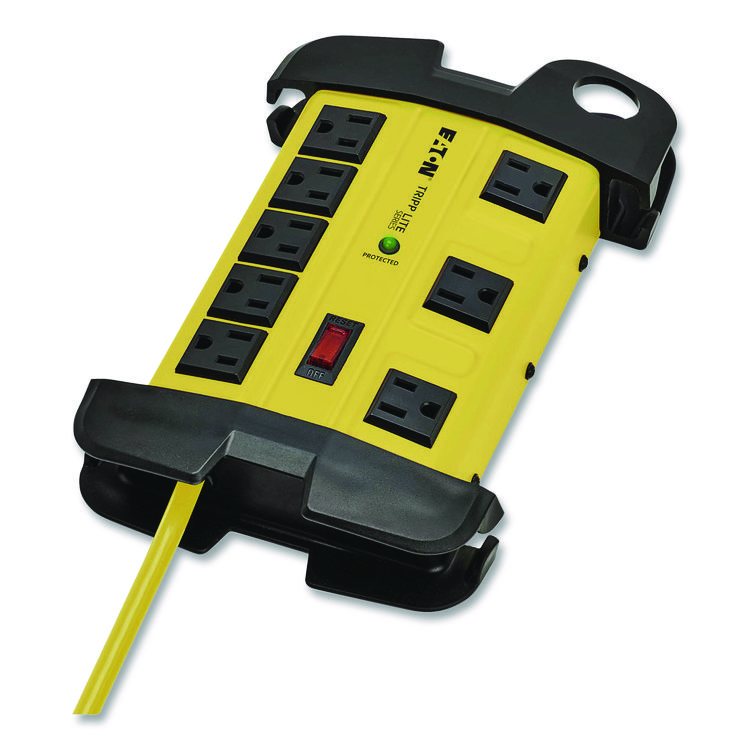 Tripp Lite by Eaton Protect It! Industrial Safety Surge Protector, 8 AC Outlets, 12 ft Cord, 1,500 J, Yellow/Black (TRPTLM812SA)