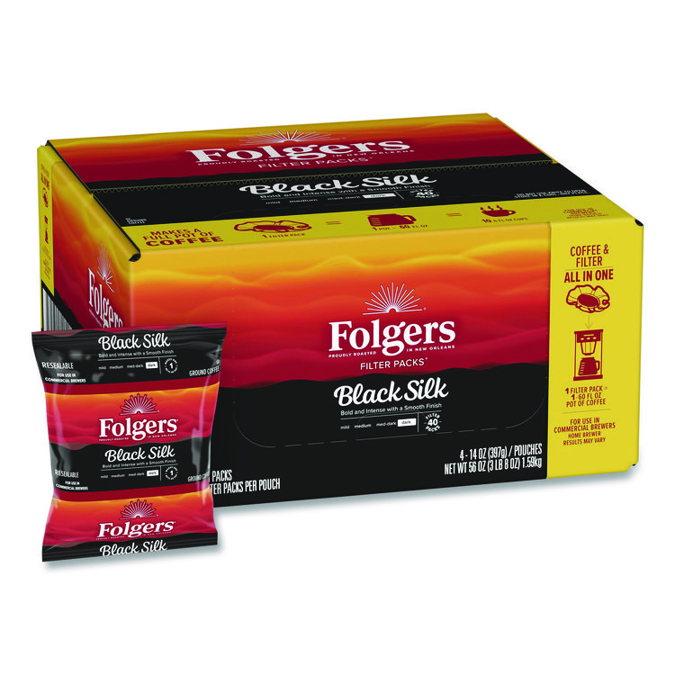 FOL00016 - Folgers Coffee Filter Packs, Black Silk, 1.4 oz Pack, 40Packs/Carton (FOL00016)