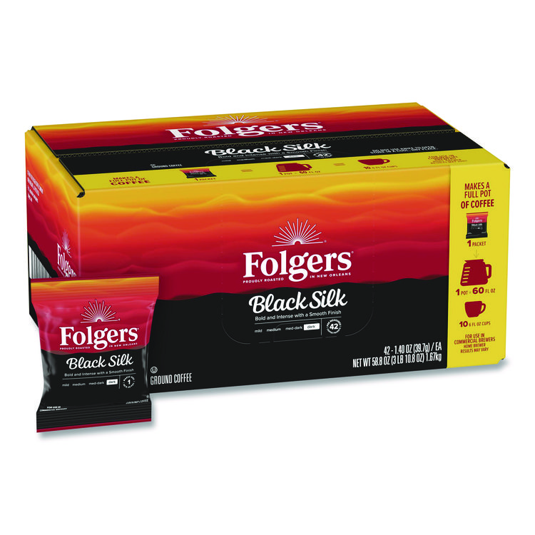 Folgers Black Silk Ground Coffee Fraction Pack, 1.4 oz Packet, 42/Carton (FOL00019)