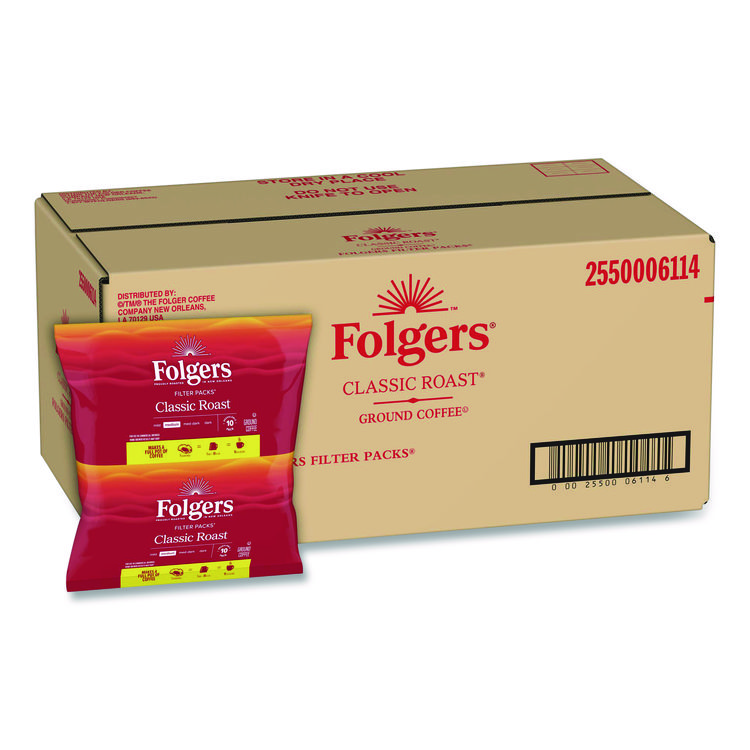 Folgers Coffee Roast Ground Filter Pack, 0.6 oz, 160/Carton (FOL06114)