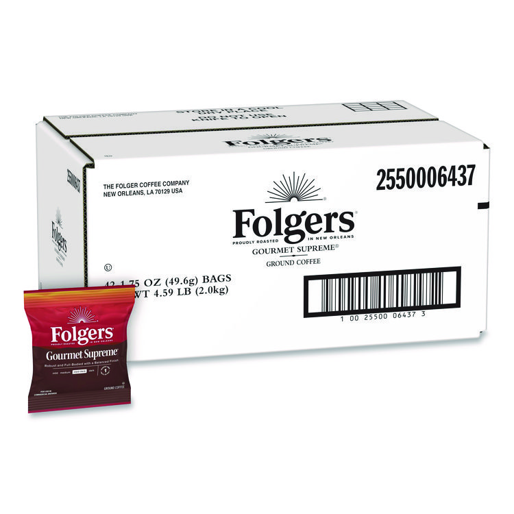 Folgers Gourmet Supreme Ground Coffee, Fraction Pack, 1.75 oz, 42/Carton (FOL06437)