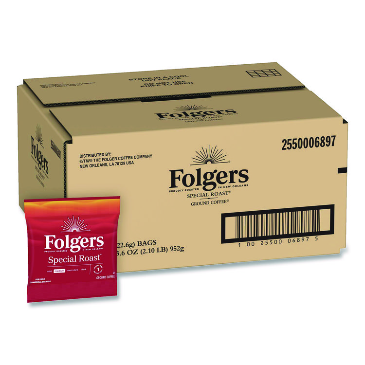 Folgers Special Roast Ground Coffee Fraction Pack, 0.8 oz, 42/Carton (FOL06897)