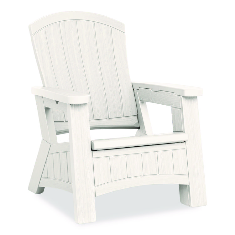 SUNCAST CORPORATION Adirondack Chair with Storage, Supports Up to 375 lb, 14.5" Seat Height, 30" x 32.5" x 38.5", Ice Cube (SUABMAC1000CB)