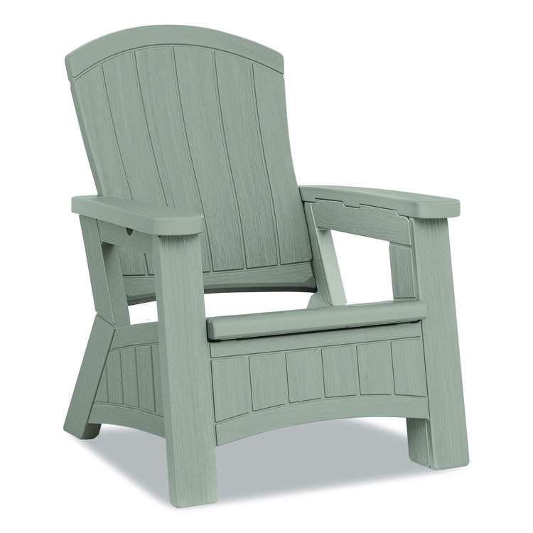 SUNCAST CORPORATION Adirondack Chair with Storage, Supports Up to 375 lb, 14.5" Seat Height, 30" x 32.5" x 38.5", Dove Gray (SUABMAC1000DG)