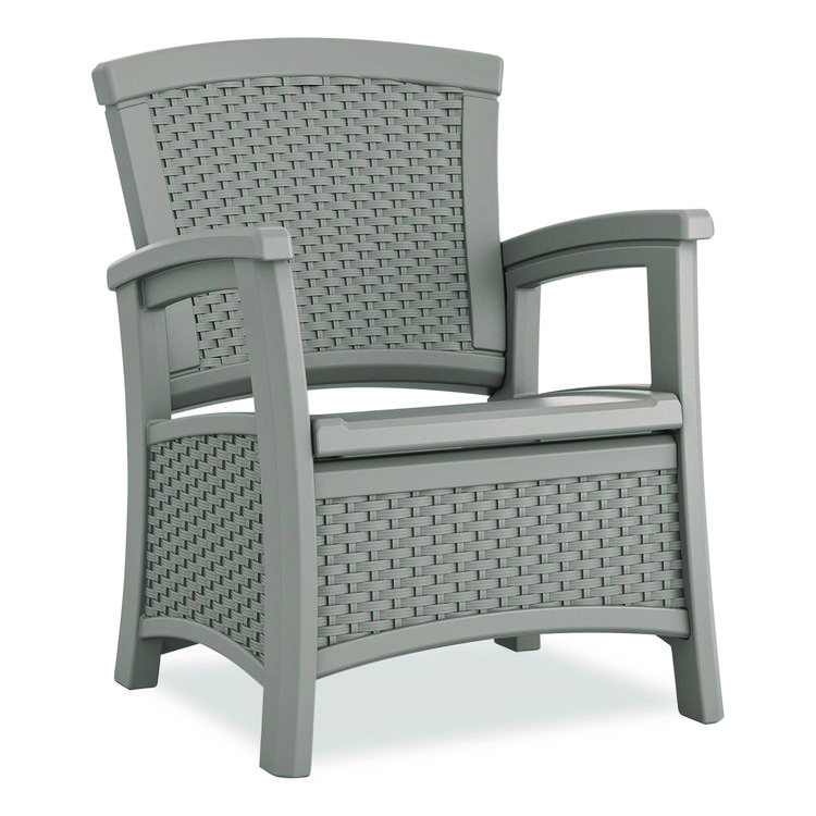 SUNCAST CORPORATION Elements Club Chair with Storage, Supports Up to 300 lb, 17" Seat Height, 25.25" x 29.75" x 35.5", Dove Gray (SUABMCC1800DG)