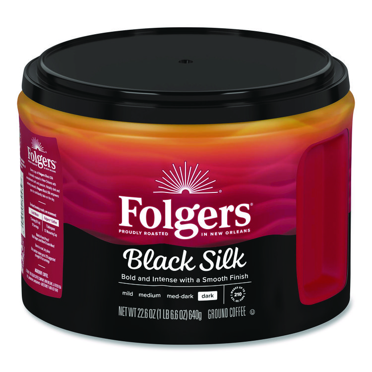 Folgers Black Silk Ground Coffee, 22.6 oz Canister (FOL20540)