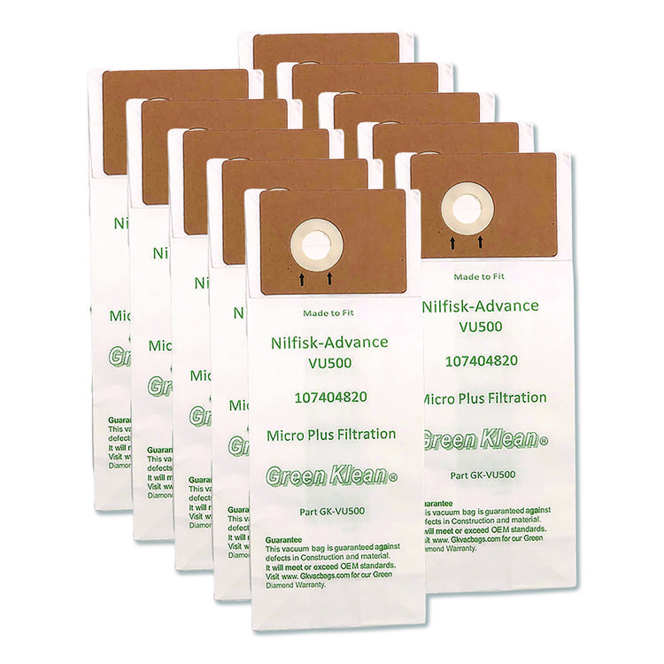 Green Klean Replacement Vacuum Bags, Fits Advance VU500, 10/Pack (GRKVU500P)
