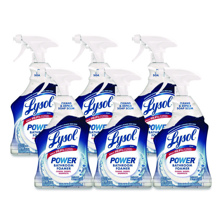 LYSOL Brand Disinfectant Power Bathroom Foamer, Liquid, Unscented, 22 oz Trigger Spray Bottle, 6/Carton (RAC90036CT)