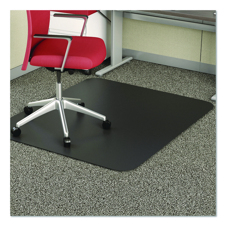 deflecto EconoMat Carpet Chair Mat, Rectangular, 45 x 53, Black (DEFCM11242BCOM)
