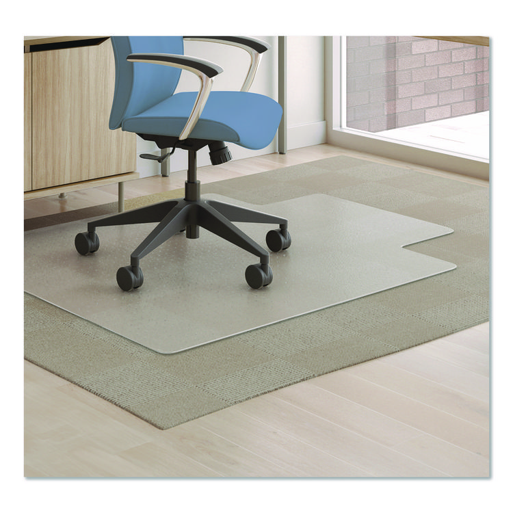 deflecto Antimicrobial Chair Mat, Medium Pile Carpet, 48 x 36, Lipped, Clear (DEFCM14112AM)
