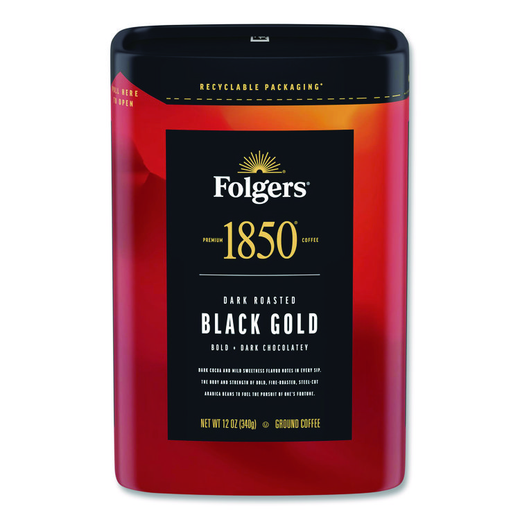 1850 Black Gold Roast Ground Coffee, 12 oz Canister (FOL12722EA)